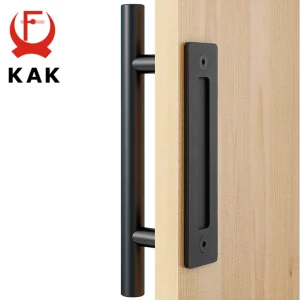 KAK 12″ Set di maniglie per porte resistenti e a filo Maniglia per porta scorrevole per fienile Maniglia per porta grande design rustico su due lati Hardware