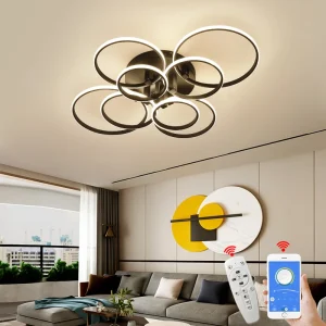 Plafoniere moderne a led a 8/6/4 anelli per soggiorno camera da letto sala studio Plafoniera lustro nero/bianco Lampada da soffitto