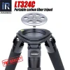 LT324C Portatile 10 Strati In Fibra di Carbonio Treppiede per la Macchina Fotografica Uccello Fotografia Basamento Pesante DSLR Ballhead Testa Fluida 75 millimetri Ciotola adattatore