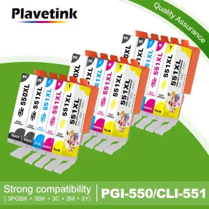 Plavetink 5 colori PGI 550 CLI 551 cartuccia d’inchiostro della stampante compatibile per Canon Pixma IP7250 MG5450 MG6450 MG5650 MG6650 stampante