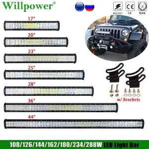 Bullbar per auto fuoristrada 18 “20” 23 “25” 28 “36” 44 “barra luminosa a LED per Jeep JK Polaris UTV 4WD 4×4 camion SUV tetto guida fendinebbia