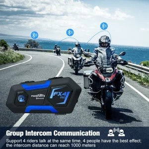 Fodsports FX4 Pro casco moto interfono Bluetooth casco auricolare 1200m 4 rider BT Interphone, Radio FM