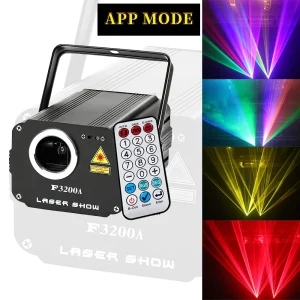 La più recente APP Disco Party Laser Dmx DJ Luce Illuminazione scenica per interni per matrimonio Compleanno Danza Evento Proiettore 3W attivato dal suono