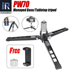 Treppiede PW70 Mini staffa fotografica multifunzione in alluminio per fotocamera DSLR Smartphone Base monopiede Treppiede da tavolo
