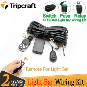 Tripcraft 12V 40A LED Barra luminosa da lavoro Cablaggio con cablaggio remoto Kit relè per Auto Offroad 4×4 Interruttore fusibile cavo luce di guida