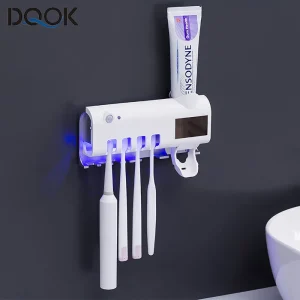 Portaspazzolino Dispenser di dentifricio energia solare bagno scatola di immagazzinaggio spazzolino portaoggetti multifunzione carica USB