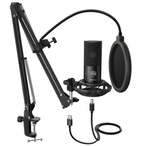 Kit microfono per Computer USB a condensatore FIFINE Studio con supporto per braccio a forbice regolabile supporto antiurto per YouTube Voice Overs-T669