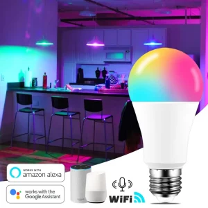 Lampadina intelligente WiFi 15W B22 E27 lampada LED RGB funziona con Alexa/Google Home 85-265V RGB + funzione Timer dimmerabile bianco lampadina a colori
