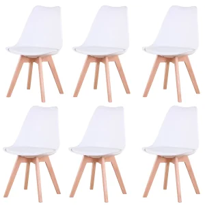 Un Set di 6 sedie da pranzo medievali nordiche sedile imbottito in PU gambe in legno di faggio sedie da scrivania per sala da pranzo camera da letto balcone ristorante