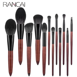 RANCAI 12pcs Pennelli Trucco di Alta Qualità Set Prodotti Di Base Blush, Fard In Polvere Ombretto Pennello Spugna Morbida Fibra di Lana Dei Capelli Strumenti di Cosmetici
