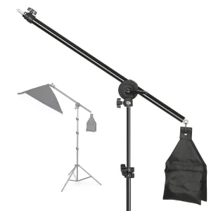 Supporto a braccio regolabile per studio fotografico con morsetto a snodo per sacco di sabbia, utilizzabile per accessori per stativi luci e asta di prolunga 135 cm