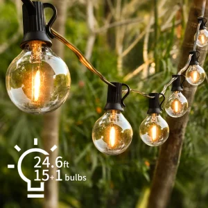 Luci a stringa LED da 30M, luci a globo per feste, luci a festone G40, luce bianca calda per decorazioni nuziali, per esterni e giardino.
