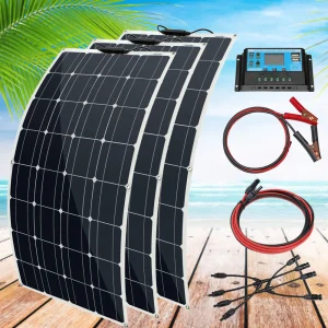 Kit pannello solare flessibile per celle solari monocristalline ad alta efficienza 12v 100w 200w 300w per campeggio con batteria da 12 volt