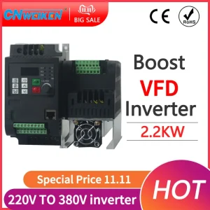 Variatore cambia convertitore di frequenza variabile VFD trifase da 1,5KW/2,2KW 220V e 380V per inverter regolatore di velocità del motore