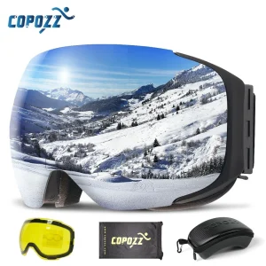 COPOZZ Occhiali da sci magnetici con lenti a cambio rapido 2s e set di custodie Protezione UV400 Occhiali da snowboard antiappannamento per uomo donna