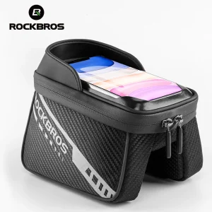 ROCKBROS borsa per bici da ciclismo borsa per tubo superiore MTB antipioggia telaio per bicicletta testa anteriore telefono cellulare borsa per Touch Screen borsa laterale accessori bici