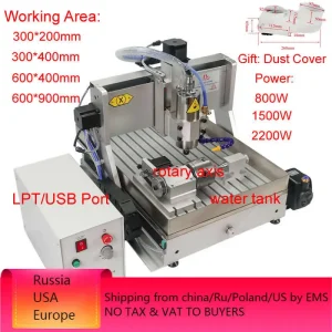Router di CNC 6040 4 assi 2.2KW metallo 3D Carving macchina per la lavorazione del legno 3040 porta USB fresatura macchina per incidere 6090 con serbatoio dell’acqua