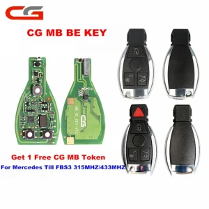 Supporto chiave originale CG MB BE per Mercedes Till FBS3 315MHZ/433MHZ mart Key Shell pulsante 3/4 per CGDI MB PROG