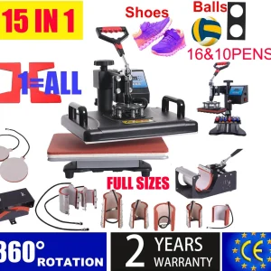 Pressa di calore 15 in 1/Macchina per sublimazione Stampante per pressa di calore per magliette, piatti, cappelli, tazze, coperture per telefoni, penne, calcio, ecc.