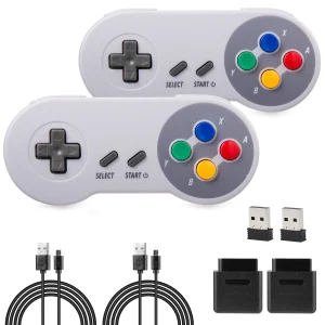 Joystick Controller USB/SNES Wireless da 2.4 GHz 2 Pack per Console di gioco Super NES/SFC e PC Windows MAC Linux Genesis Raspberry Pi