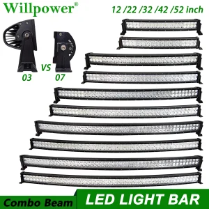 SUV tetto auto 22 32 42 52 pollici curvo barra luminosa a LED per Jeep Chevy Dodge 4runner 4×4 4WD camion Offroad Pickup paraurti nebbia Lightbar