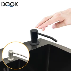 Dispenser di sapone per lavello da cucina Dispenser di detersivo in ABS nero Dispenser di lozioni per sapone liquido in acciaio inossidabile