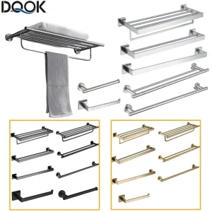 DQOK Set di accessori da bagno in acciaio inossidabile accessori da bagno portasciugamani nero portasciugamani portasciugamani in oro
