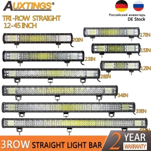 Auxtings 12-45in 180W-612W Tri-Fila 7D Barra luminosa a LED Barra LED fuoristrada Combo Barra luminosa da lavoro a LED per camion SUV ATV 4×4 4WD 12v 24V