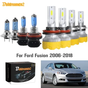 Buildreamen2 4 pezzi H7 H11 faro per auto alto fascio basso LED lampadina alogena faro bianco 12V Styling per Ford Fusion 2006-2018