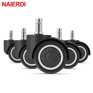 NAIERDI 5PCS 2 “In Gomma TPR Ruota Morbida Sedia Da Ufficio Caster di Ricambio Rotelle Mute Sicuro Rullo Ruota Mobili Ferramenteria E Attrezzi