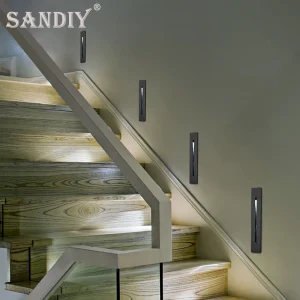 SANDIY Lampada da parete incassata scale a led Luci notturne per la ristrutturazione della casa Gradino e scala Atrio Balcone Stanza dei bambini Luce a pedale Casa Scala Illuminazione con scatola di
