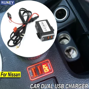 QC 3.0 adattatore per caricabatterie rapido per telefono doppio USB per auto a ricarica rapida cavo 12V per adattatore di alimentazione Nissan accessori per Display digitale a LED