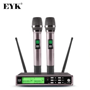 EYK E200FV microfono Wireless UHF con bassi acuti effetto eco Full Metal Karaoke doppio microfono portatile frequenza regolabile al 200