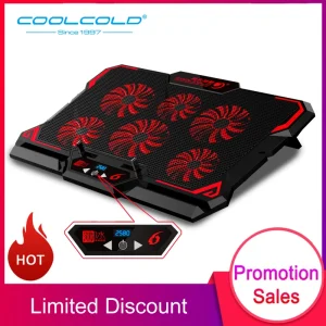 COOLCOLD 17 pollici Gaming Laptop Cooler sei ventole schermo Led due porte USB 2600RPM supporto per Laptop Pad di raffreddamento per Laptop