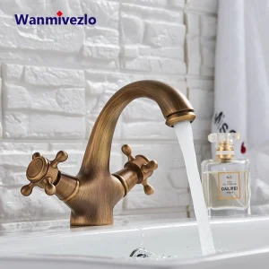 Antico Bidet doccia bagno lavabo rubinetto doppio maniglie miscelatore acqua calda fredda rubinetto girevole in ottone antico rubinetto dell’acqua della toilette