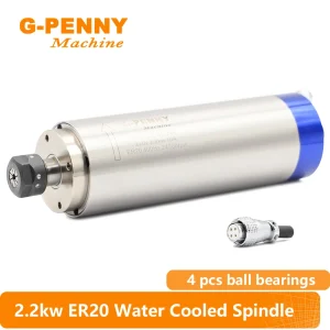 G-PENNY 2.2KW ER20 80mm Motore mandrino raffreddato ad acqua 220v/380v per fresatrice per incisione CNC 4 pezzi cuscinetti a sfera
