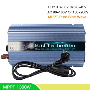 1300W Inverter solare MPPT su griglia Tie Inversor puro sinusoidale convertitore 110V 220V AC per batteria 12V 24V sistema solare fotovoltaico