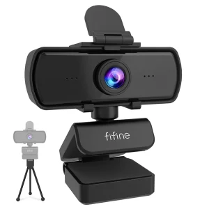 Webcam completa del PC di FIFINE 1440p HD con il microfono, treppiede, per il Desktop & il computer portatile di USB, Webcam di Streaming in diretta per il Video Calling-K420