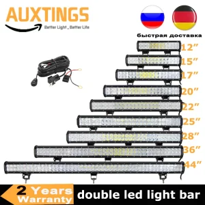 Barra luminosa a LED da 7-44 pollici, 20 pollici, 126W 288W, combinazione Flood Spot, per fuoristrada, auto, 4WD, camion, trattore, barca, rimorchio, 4×4, SUV, ATV, 12V 24V