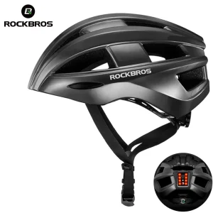 ROCKBROS Casco da bicicletta Luce posteriore a LED Casco da ciclismo ricaricabile modellato integralmente Casco da bici da strada MTB Casco sportivo sicuro