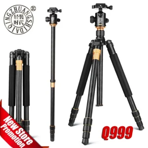 QZSD Q999 treppiede da viaggio professionale in lega di alluminio portatile e supporto monopiede con testa a sfera per fotocamera DSLR