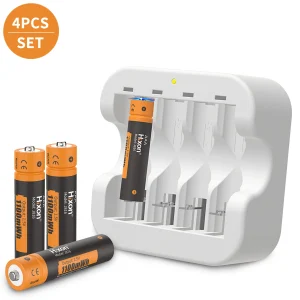 4pc 1100mWh 1.5V AAA batteria ricaricabile al litio caricabatterie a 4 Slot, uscita costante 1.5V 1200 cicli