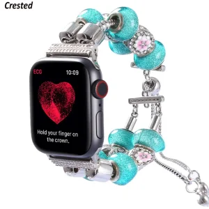 Cinturino con ciondolo fai-da-te per cinturino Apple watch 40mm 44mm 42mm 38mm Gilr/cinturino manuale da donna cinturino cinturino serie iWatch 3 4 5 se 6 cinturino