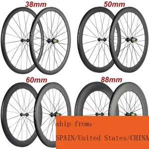 Vendite in fabbrica Set di ruote in carbonio 700C 38mm 50mm 60mm 88mm Ruote per bicicletta in carbonio Copertoncino Cerchione per bici da strada Ruote freno in basalto