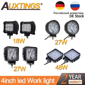Auxtings 4 ”18W 27W 48W Offroad Car 4WD Camion Trattore Barca Rimorchio 4×4 SUV ATV 12V 24V Spot Flood LED Barra luminosa Luce da lavoro a LED