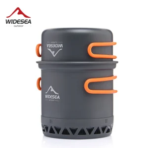 Widesea Camping 1.3L 2.3L Pentole Set da cucina all’aperto Fornello di calore Stoviglie da viaggio Pentola Bollitore Utensili da cucina turistici Attrezzatura