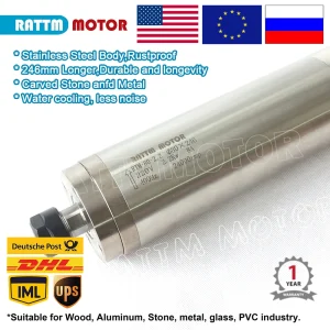 Motore mandrino raffreddato ad acqua CNC per metallo 2.2kw 220V ER20 impermeabile 80x246mm 400Hz Runout off meno di 0.01mm