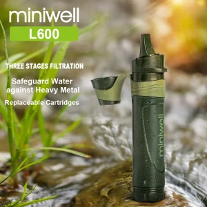 Miniwell L600 Filtro d’Acqua Portatile con Cannuccia per Sopravvivenza e Campeggio all’Aperto