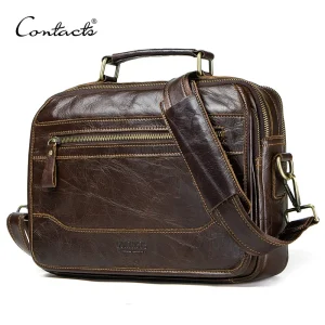CONTACT’S borsa a tracolla da uomo in pelle di mucca a olio nuova borsa a tracolla da uomo borsa a tracolla da uomo masculina bolso borse a tracolla casual grandi