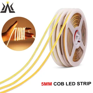 Striscia LED COB ultra sottile da 5 mm 24 V 12 V Nastro LED flessibile RA90 di colore caldo bianco freddo rosso blu verde ambra giallo
